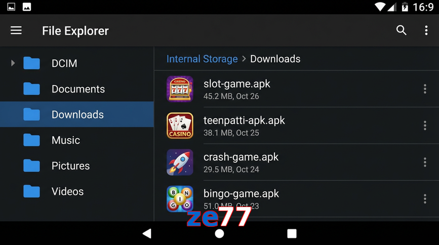 Main screen of Ze77 gameapk page for PK players